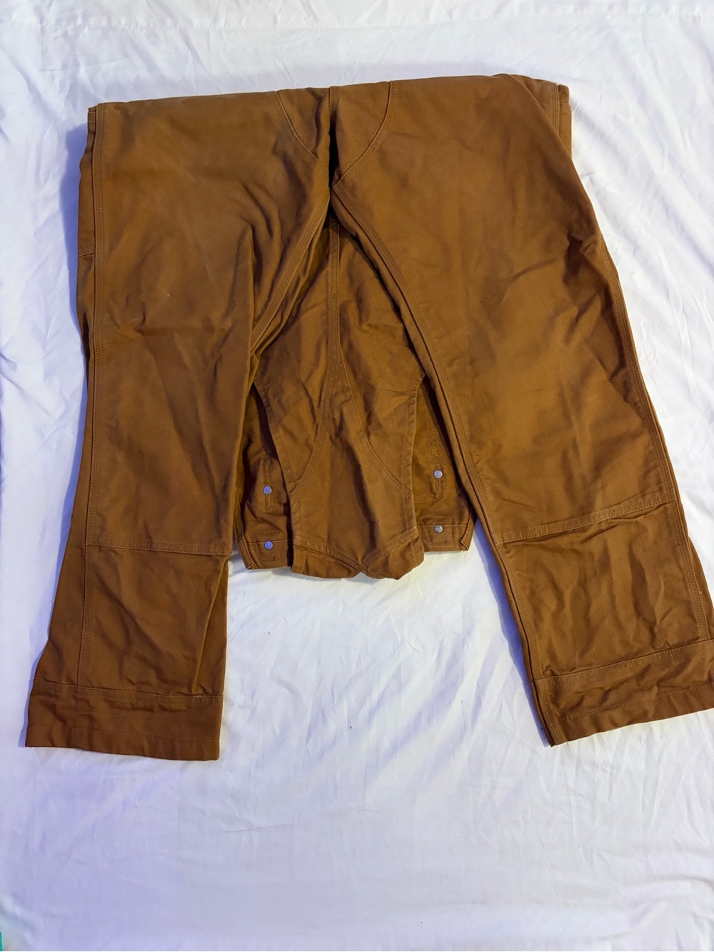 Carhartt Brown Duck Canvas Bib Overalls with Dark Straps - Picture 3 of 3